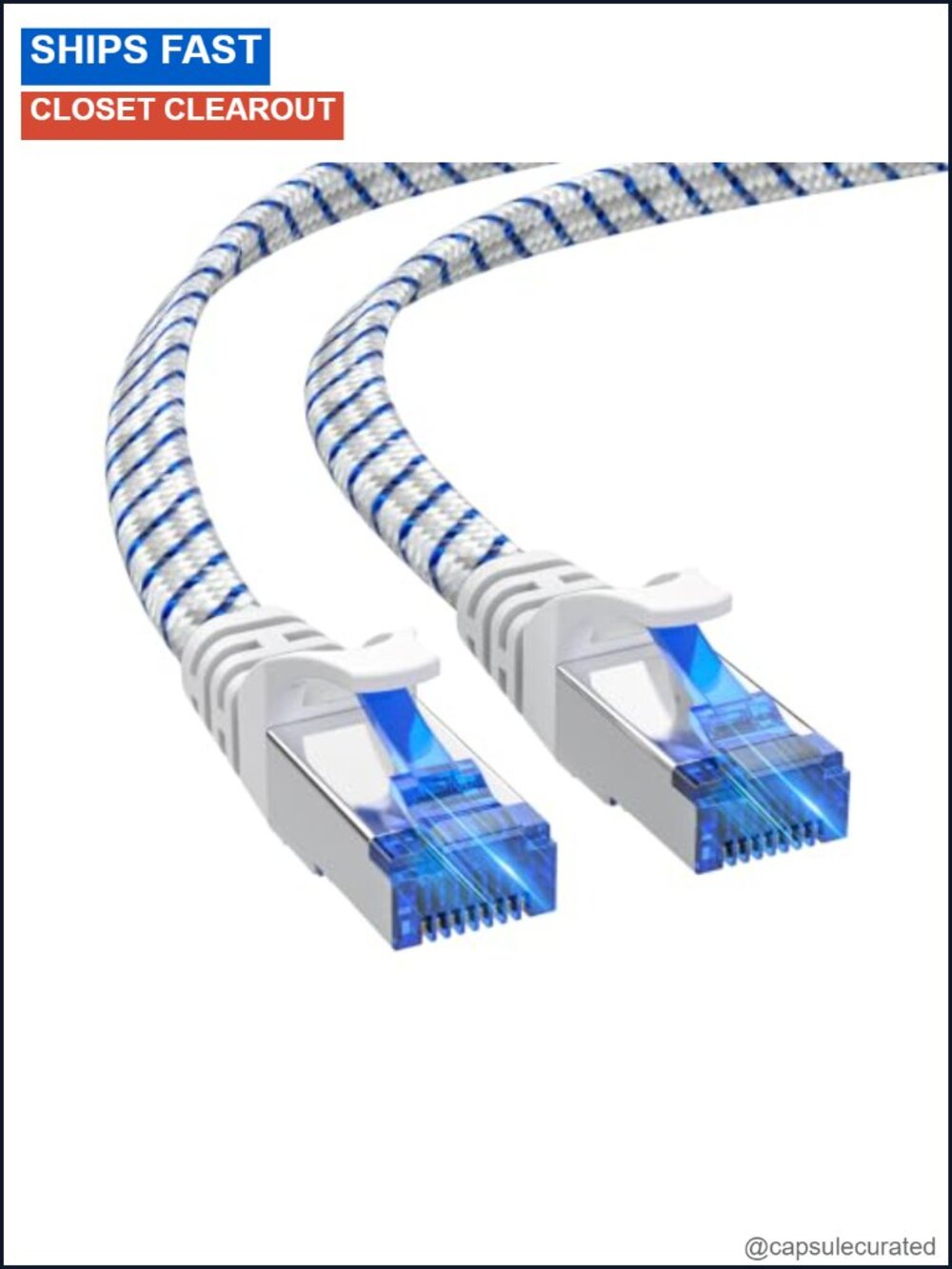 Cat 8 Flat Ethernet Cable 100 ft 40Gbps Braided Pure Copper Shielded RJ45 LAN